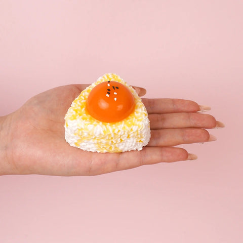 Pawtoto Triangular Rice Ball with Runny Egg Yolk Squishy Toy Handmade Food Grade Silicon